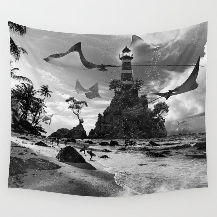 Surf Island at Rays Lighthouse Wall Tapestry