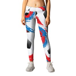 Football Ball and red, blue, white Strokes Leggings | Symbol, Graphicdesign, White, Competition, Fifa, Game, Sport, Uefacup, Round, Soccer 
