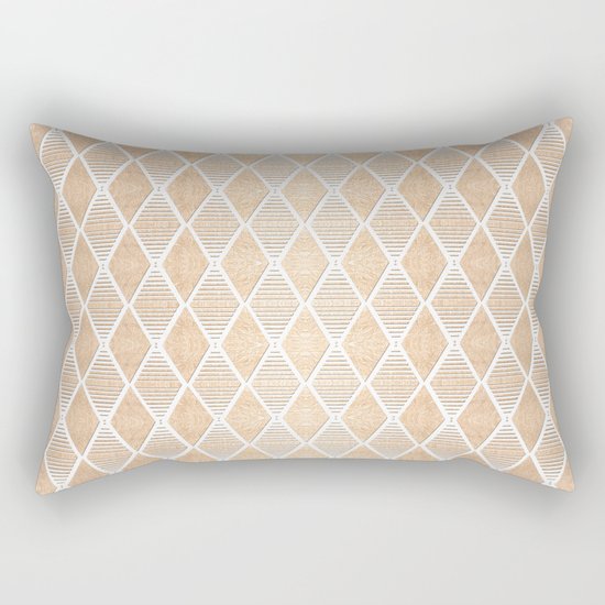 White and Copper Geometric Pattern Rectangular Pillow