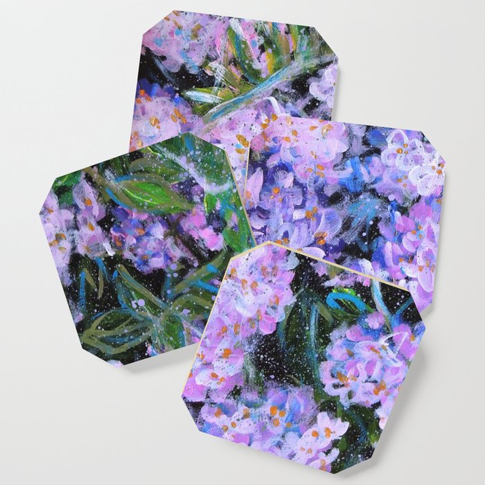 Blessedness Hydrangea 2 Original Abstract Floral Painting By Hsin Lin Hsin Lin Art Coaster By Hsinlin