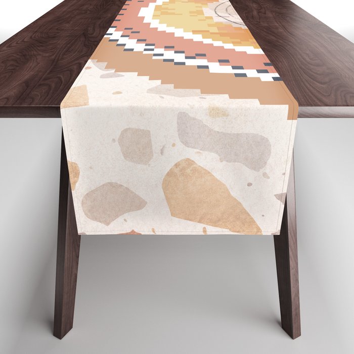 Pixel arch and terrazzo pattern Table Runner