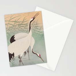 Two cranes in the lake - Japanese vintage woodblock print Stationery Card