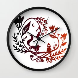 Red and wolf Wall Clock