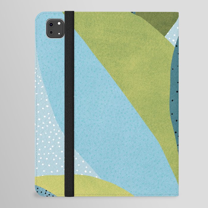 Abstract Maximal Flora in French Blue and Olive iPad Folio Case