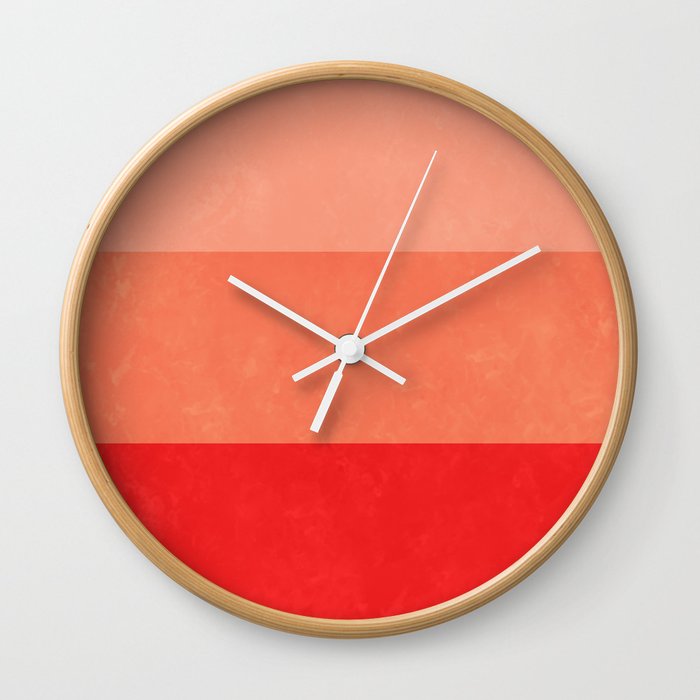 Red Grunge Stripes Wall Clock