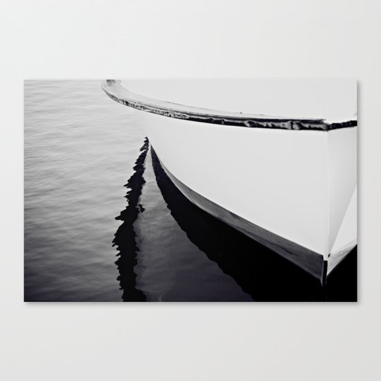 Reflections Black and White Nautical Boat Canvas Print