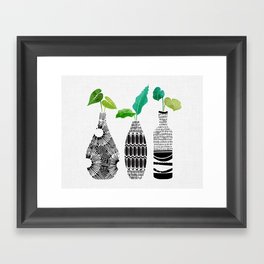 Black and White Plant Trio Framed Art Print