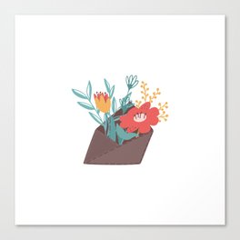 Envelope with cozy flowers Canvas Print
