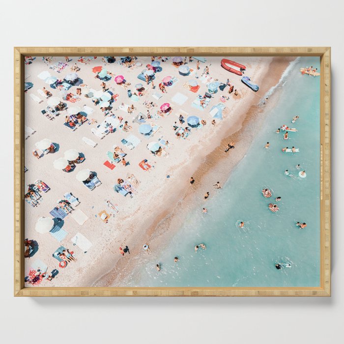Aerial Ocean, Pastel Colors Beach, Sea Beach, Coastal Beach, Beach Photography, Aerial Beach Print, Bondi Beach Print, Art Print Serving Tray