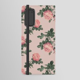 Pink English Rose Pattern Android Wallet Case