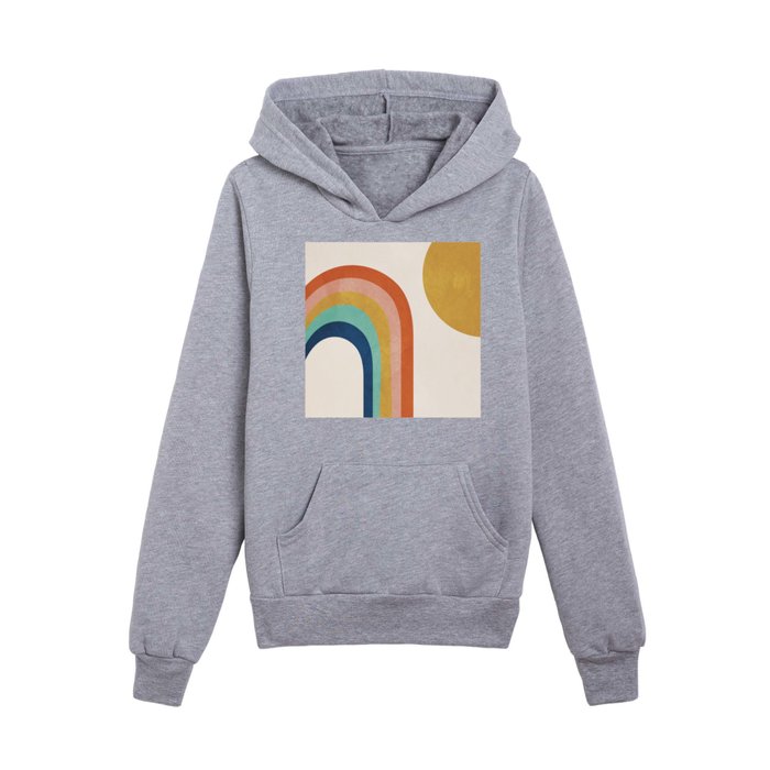 The Sun and a Rainbow Kids Pullover Hoodie by City Art Society6