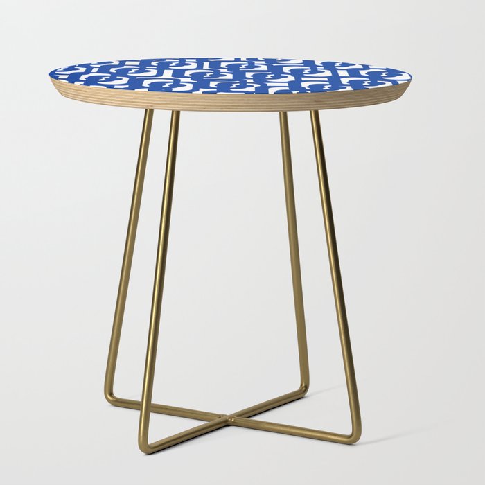Bright Blue and White Mid-century Modern Loop Pattern  Side Table