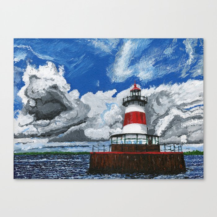 Bordon Flats Lighthouse Painting Canvas Print