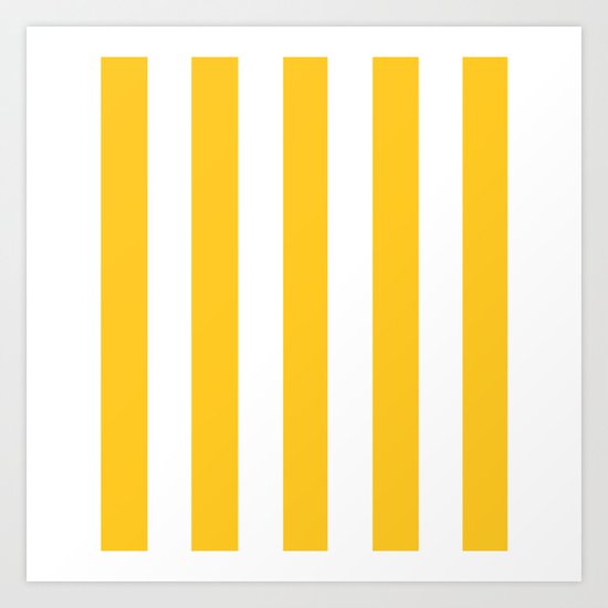 Sunset Yellow Solid Color White Vertical Lines Pattern Art