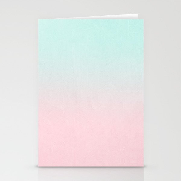 Ellie - ombre fade pastel pink and mint gender neutral nursery baby girly trend style Stationery Cards