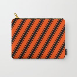 [ Thumbnail: Red and Black Colored Lines Pattern Carry-All Pouch ]