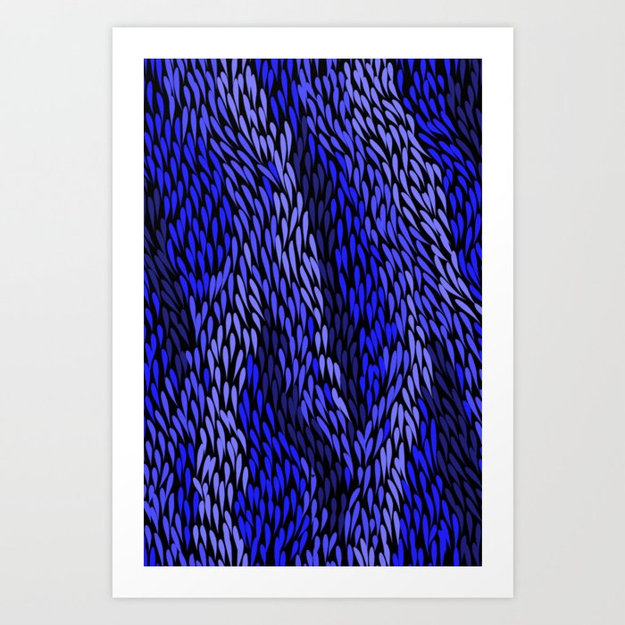 Authentic Aboriginal Art - Grass (Blue) Art Print