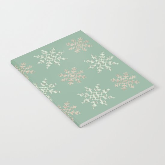 Snowflakes Cross Stitch Pattern (Mint) Notebook