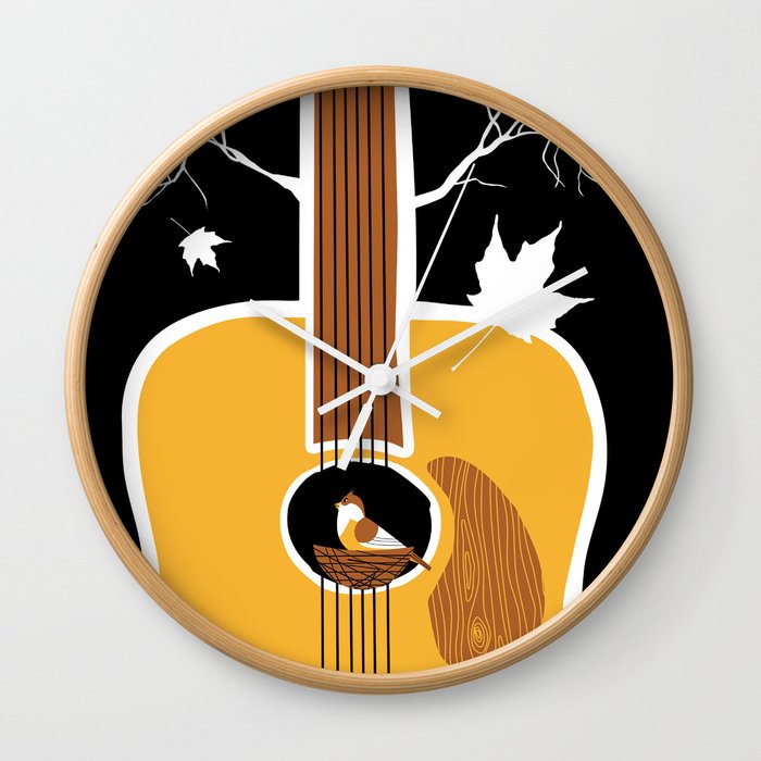 Songbird Guitar Birdhouse Wall Clock