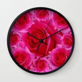 ROMANTIC ABSTRACT PINK ROSE GARDEN PATTERN ART Wall Clock