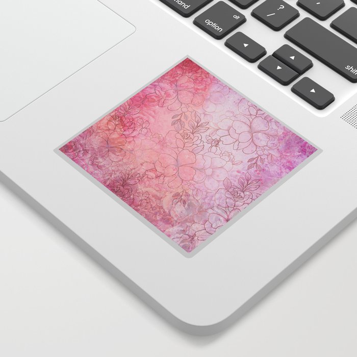 Vintage style pink gradient watercolor rose gold floral Sticker