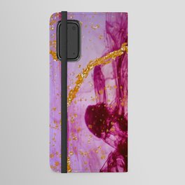 Deep red ink going down in water. Golden dust and powder with Alcohol ink fluid abstract texture fluid art with gold glitter and liquid Android Wallet Case