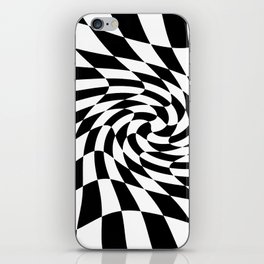 Black and White Optical Illusion Checker Board Swirl iPhone Skin