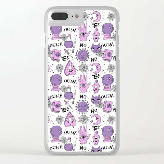 Ouija halloween potions crystal ball witch magic sorcerer pattern by andrea lauren Clear iPhone Case