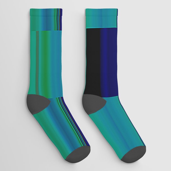 Blue, Green, Slider Stripes Socks