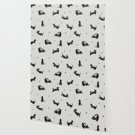 Black Tiger Print Wallpaper By Peculiarillustrator Society6