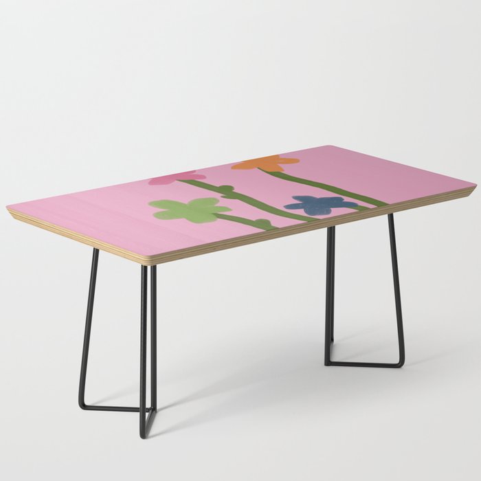 Growing Groove - Retro Flowers on Pink Coffee Table