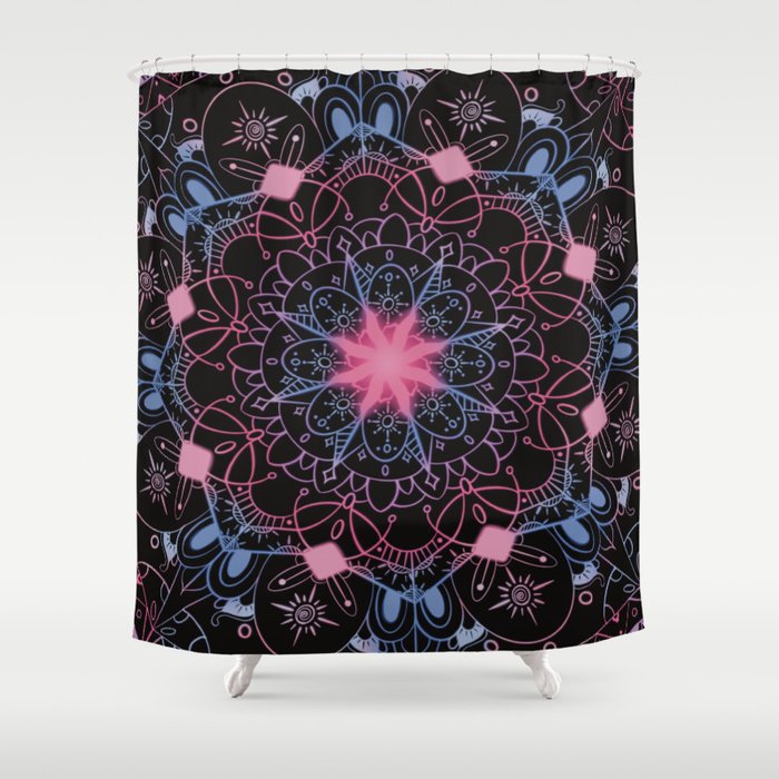 Neon Pride Series - Bisexual Sun Mandala Shower Curtain