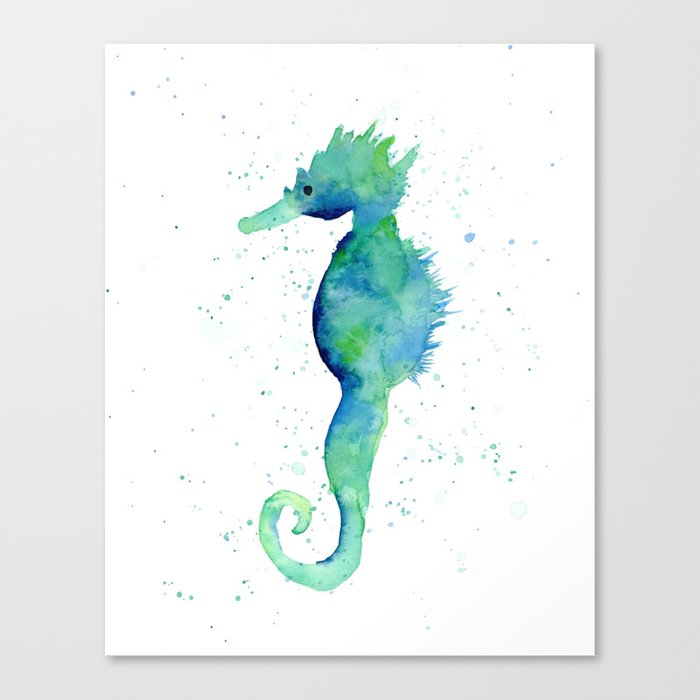 Watercolor Seahorse Canvas Print