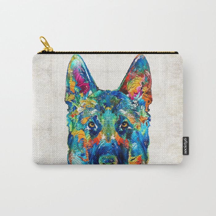 Colorful German Shepherd Dog Art By Sharon Cummings Carry-All Pouch