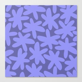 Daisy Time Retro Floral Pattern in Purple Periwinkle Canvas Print