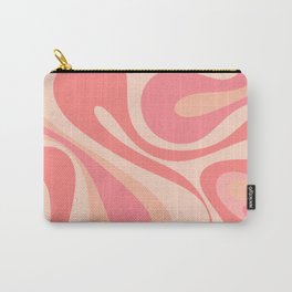 Mod Swirl Retro Abstract Pattern in Pink and Blush Carry-All Pouch | Digital, Pattern, Abstract, Blush, Painting, Retro, Trendy, Trippy, Pink, Pop Art 