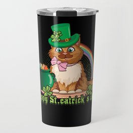 Cat St. Catricks Day Shamrock Saint Patrick's Day Travel Mug