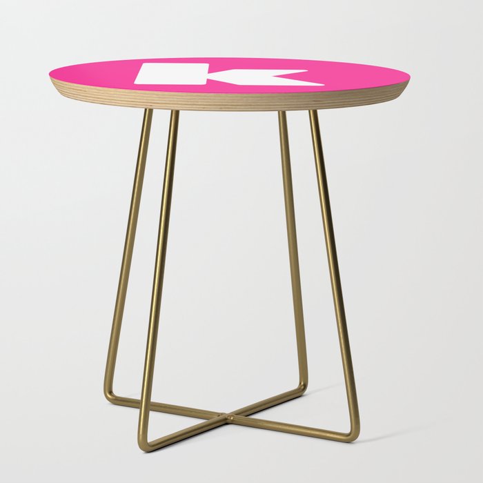 k (White & Dark Pink Letter) Side Table