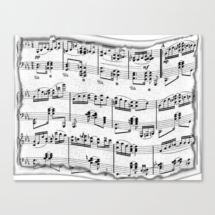 Stylized Music Paper Partition Pattern Canvas Print