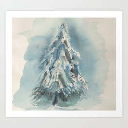 Snow Topped Evergreen Art Print