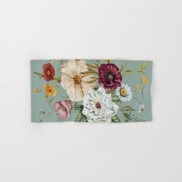Colorful Wildflower Bouquet on Blue Hand & Bath Towel