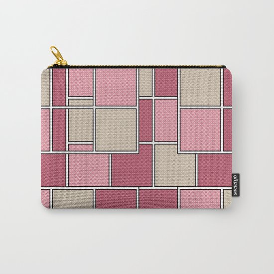 Pink beige check . Carry-All Pouch