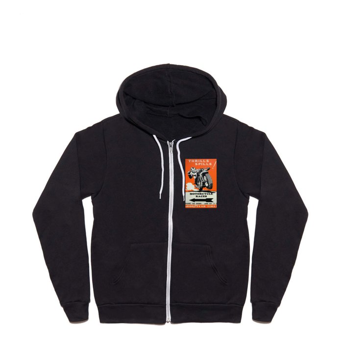 Vintage poster Motorcycle Races Full Zip Hoodie by Vintage