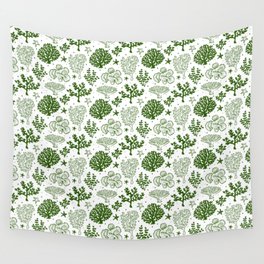 Green Coral Silhouette Pattern Wall Tapestry