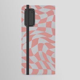Pink and gray warp checked Android Wallet Case