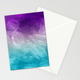 Purple Aqua Teal Ombre Pattern Watercolor Painting Stationery Cards