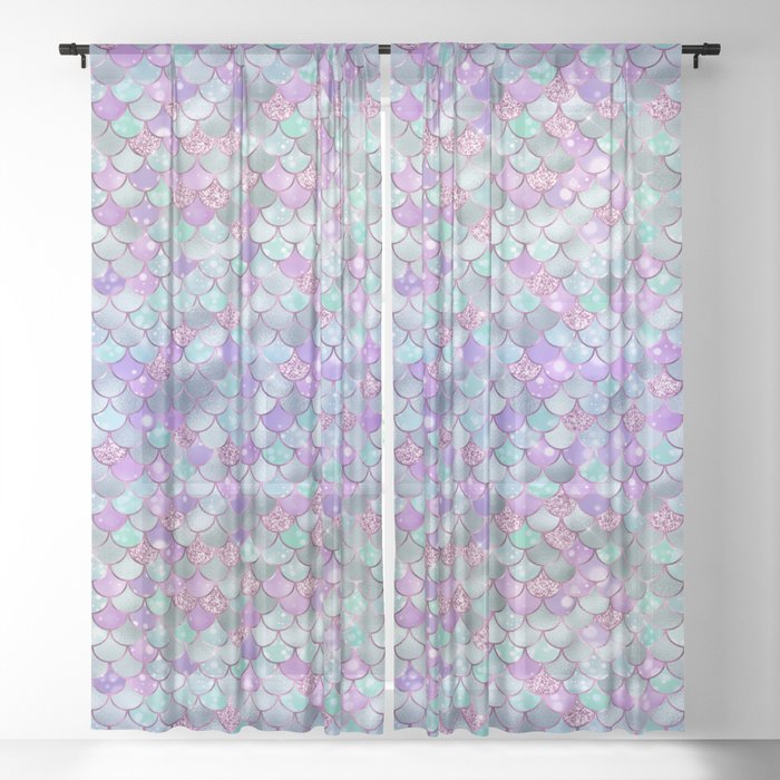 Colorful Mermaid Pattern Glamorous Sheer Curtain