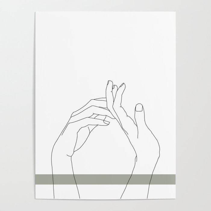 Hands line drawing illustration - Abi stripe Poster