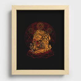 Scary Lion Horror Drawing Recessed Framed Print