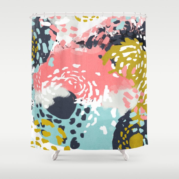 Decor Trendy Color Palette Art Gifts, Abstract Art Home Shower Curtains